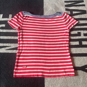 Ralph Lauren Jeans Co Striped Zipper Boat Neck Tee Shirt!
